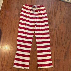 Burt's Bees adult Unisex Red and White Striped Organic Cotton Pajama Pants
